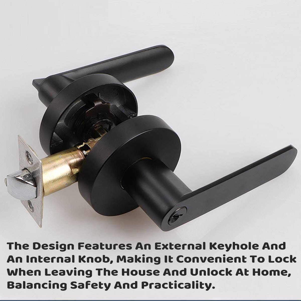 Black and Silver Interior Zinc Alloy Spherical Door Lock with Flat Handle