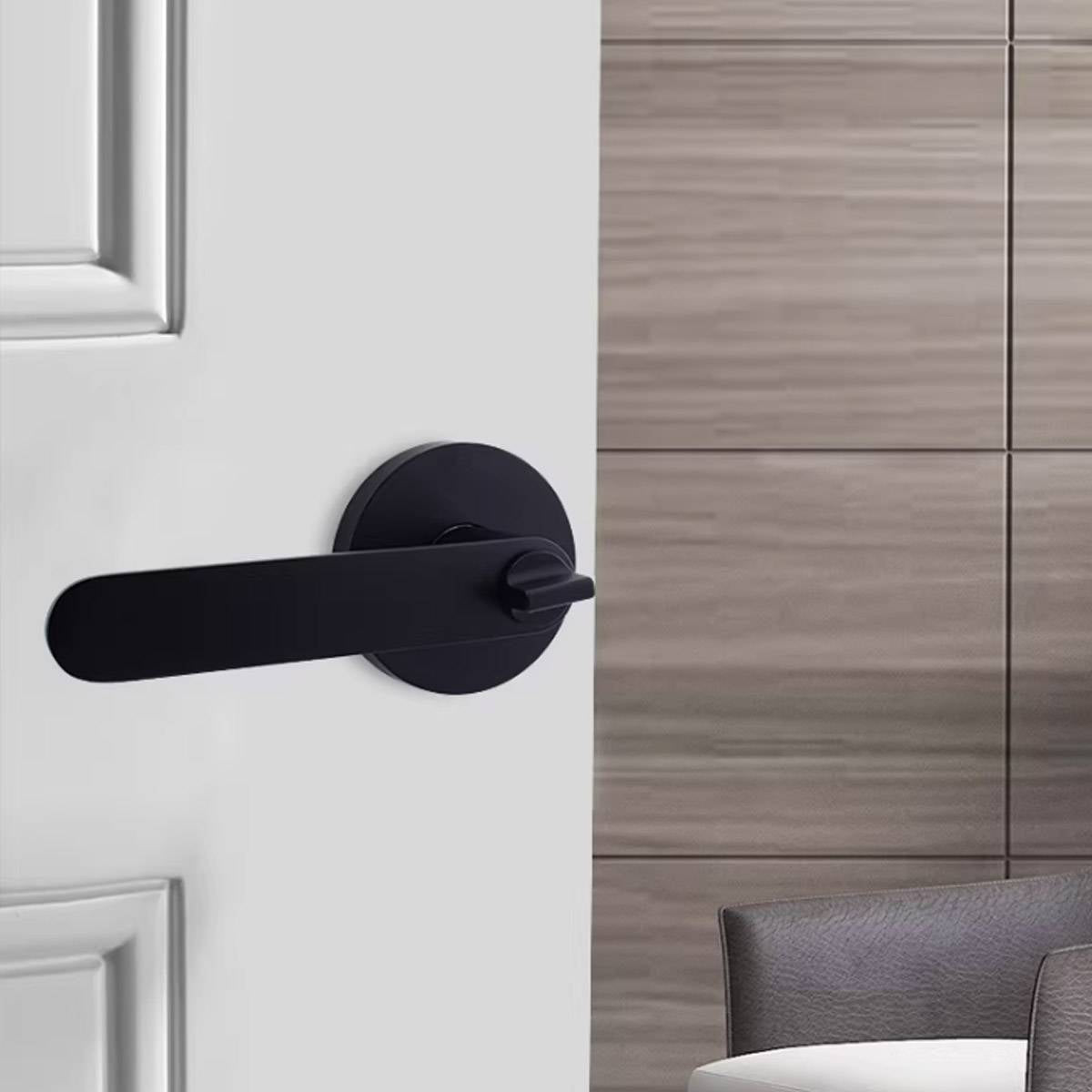 Black and Silver Interior Zinc Alloy Spherical Door Lock with Flat Handle