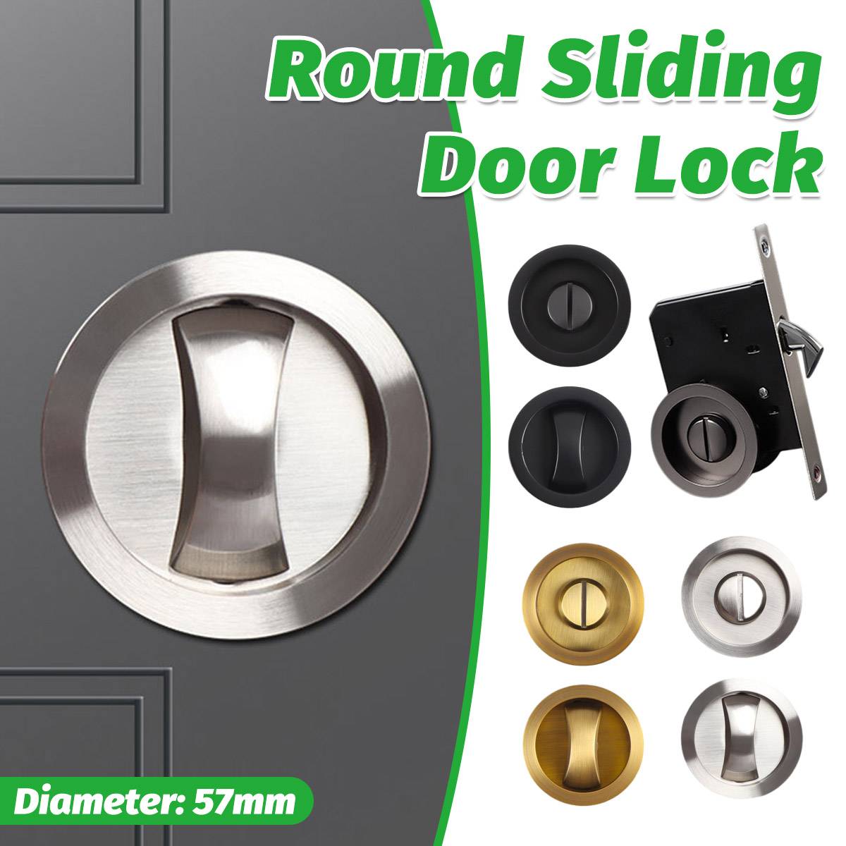 2 Pcs Round Sliding Door Lock with Large Knob