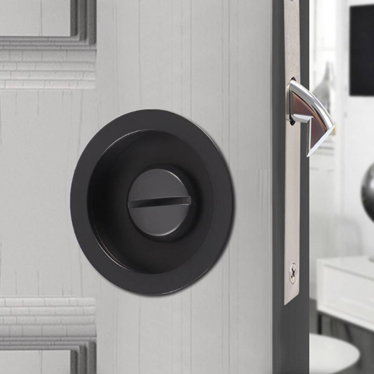 2 Pcs Round Sliding Door Lock with Large Knob