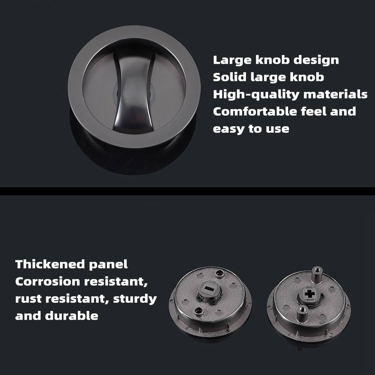 2 Pcs Round Sliding Door Lock with Large Knob