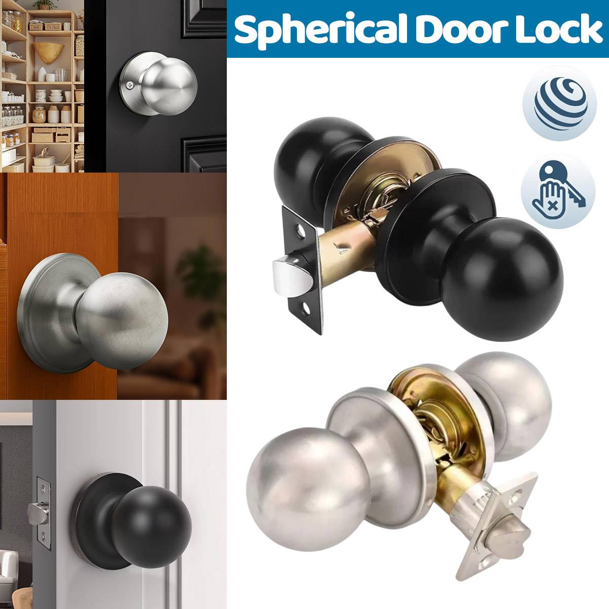 Rust Resistant Stainless Steel Keyless Spherical Door Lock