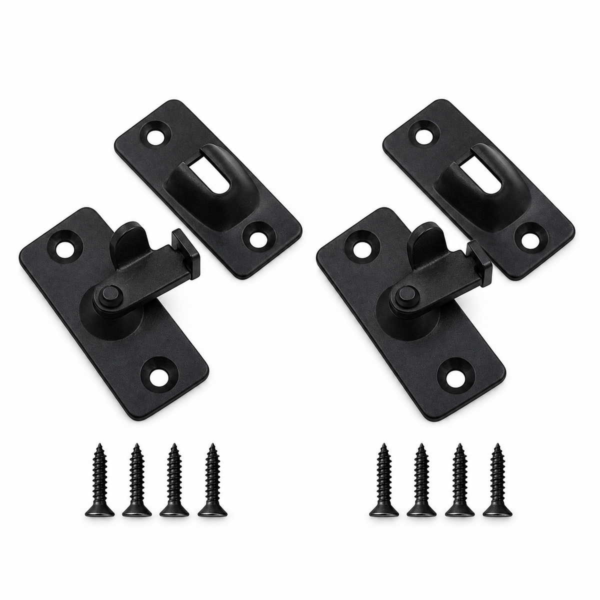 Finish Stainless Steel Right Angle Sliding Door Latch - Black-2PCS