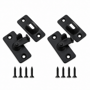 Finish Stainless Steel Right Angle Sliding Door Latch - Black-2PCS