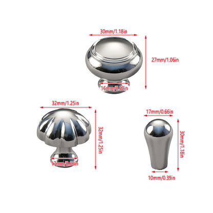 Bright Silver Copper Cabinet Knob Single-Hole