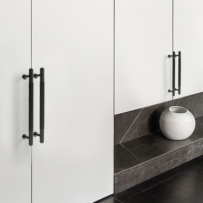 Modern Striped Metal Cabinet Handle in Gold or Black