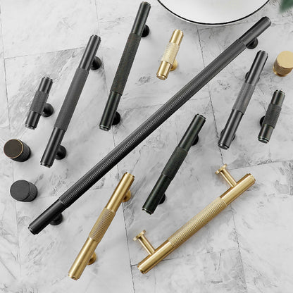 Modern Striped Metal Cabinet Handle in Gold or Black