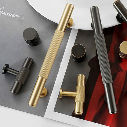 Modern Striped Metal Cabinet Handle in Gold or Black
