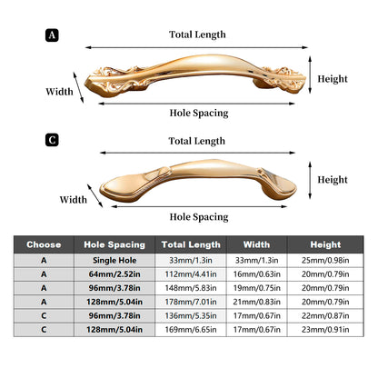 Brass Cabinet Handle Golden Finish A and C Series