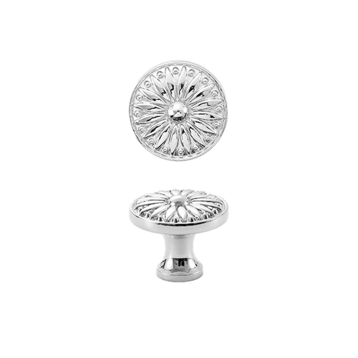 Sunburst Cabinet Door Knob 35x17mm - Bright Chrome