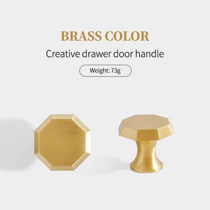 Octagonal Solid Brass Cabinet Handle with Brushed Finish