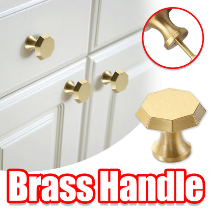 Octagonal Solid Brass Cabinet Handle with Brushed Finish