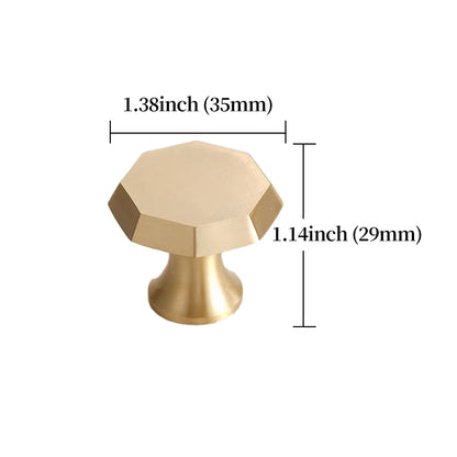 Octagonal Solid Brass Cabinet Handle with Brushed Finish