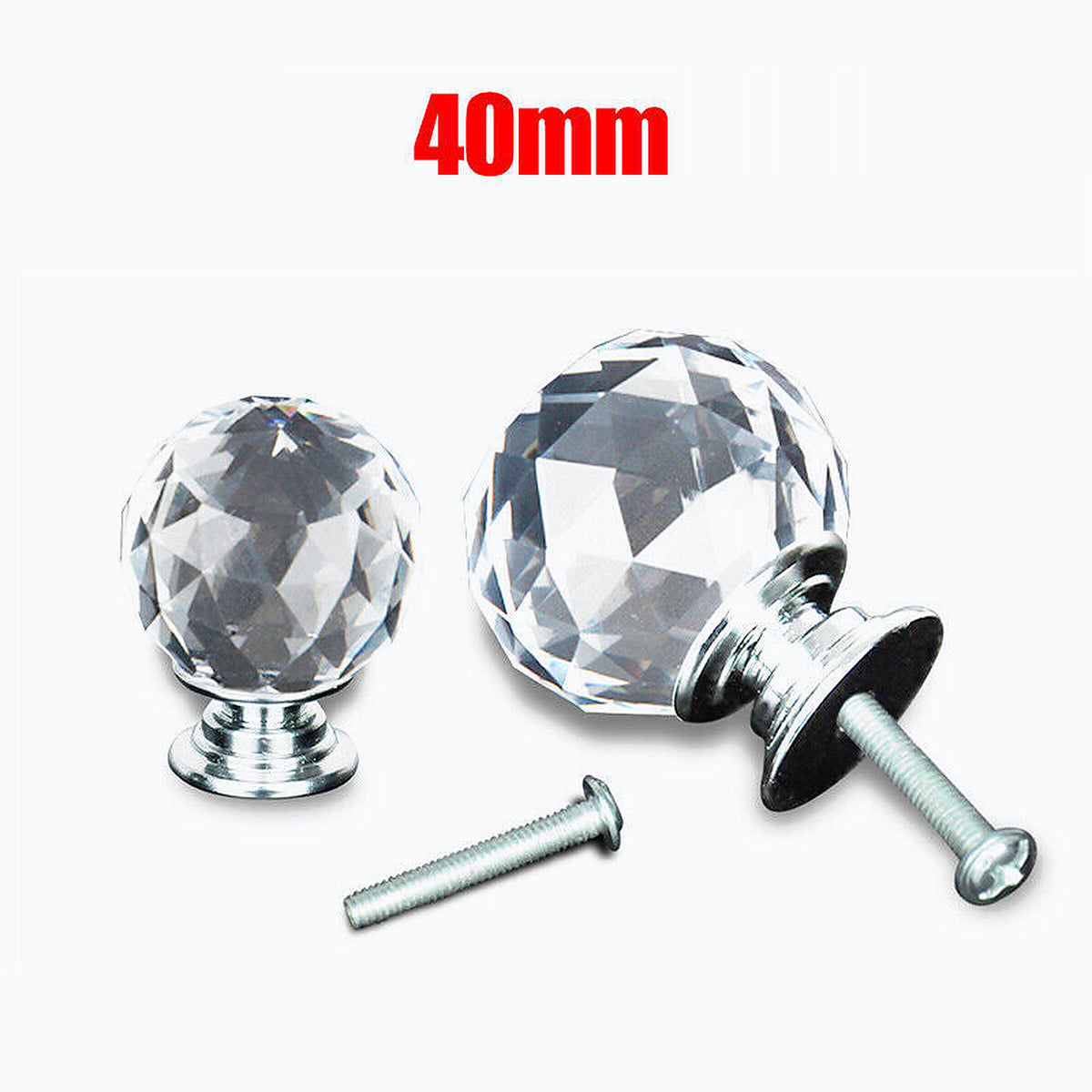 Clear Polished Chrome Crystal and Alloy Cabinet Drawer Knob - view 6
