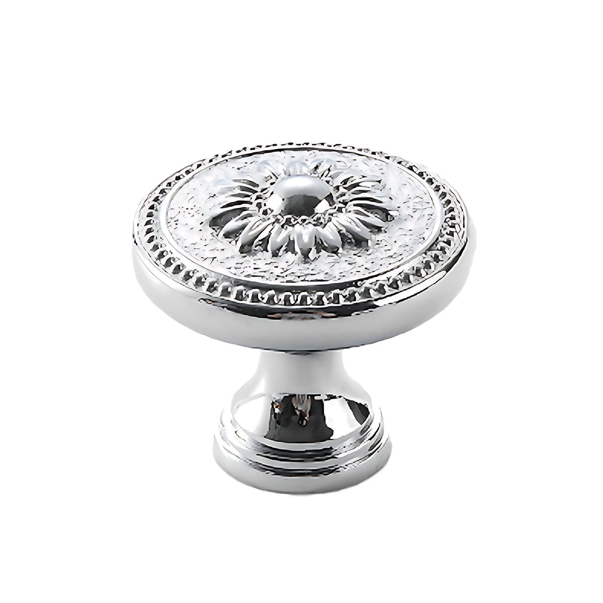 6 Styles Silver Solid Brass Cabinet Handle Single-Hole Mount