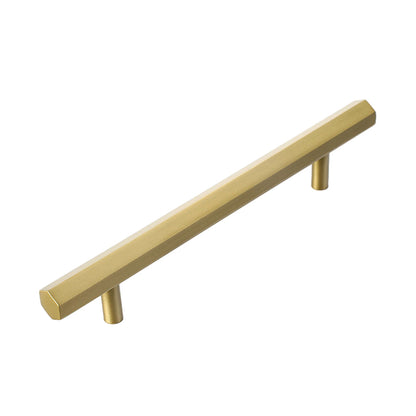 Hexagonal Gold Alloy Cabinet Handle with 64–224mm Options