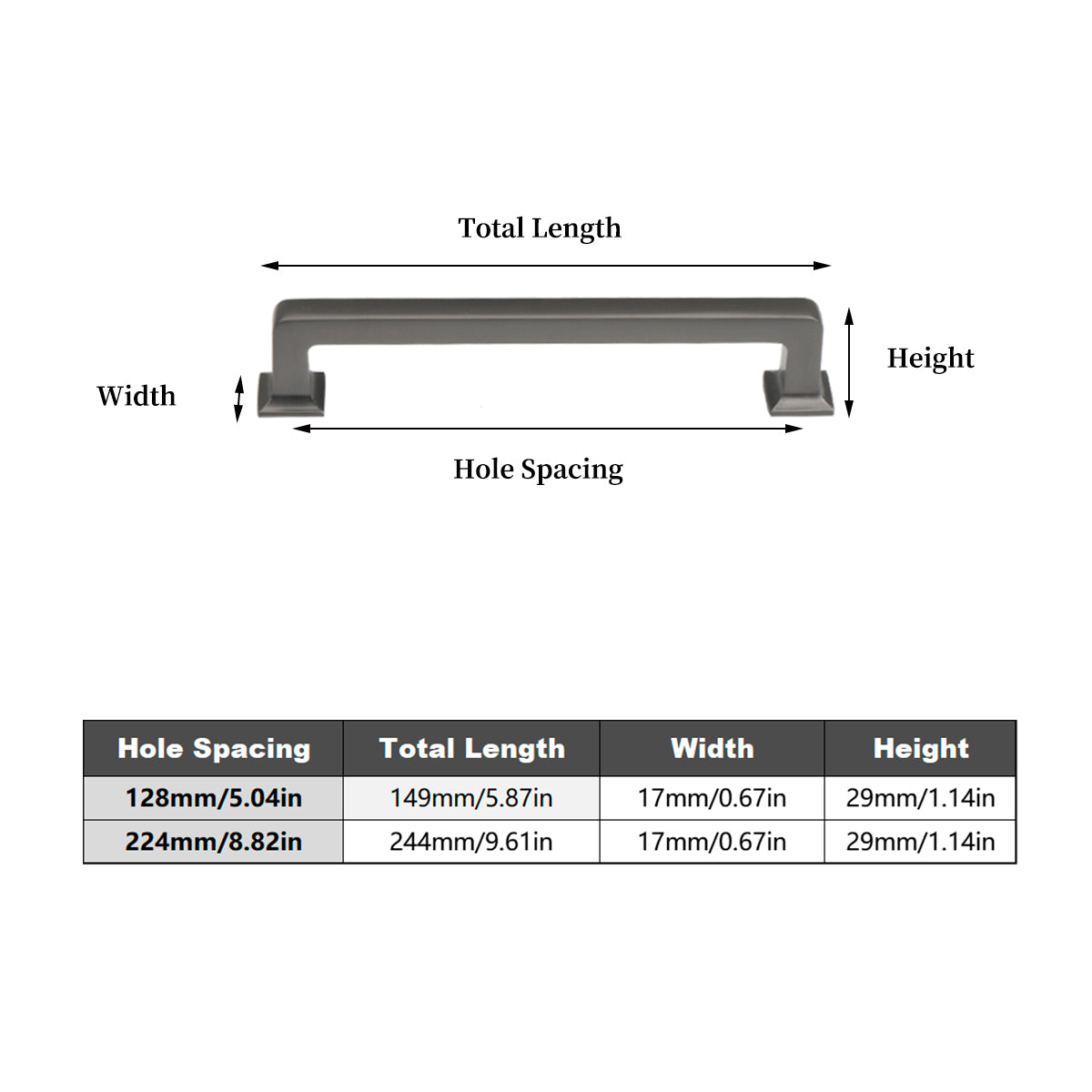 Zinc Alloy Wardrobe Cabinet Pull Handle 128/224mm - view 12