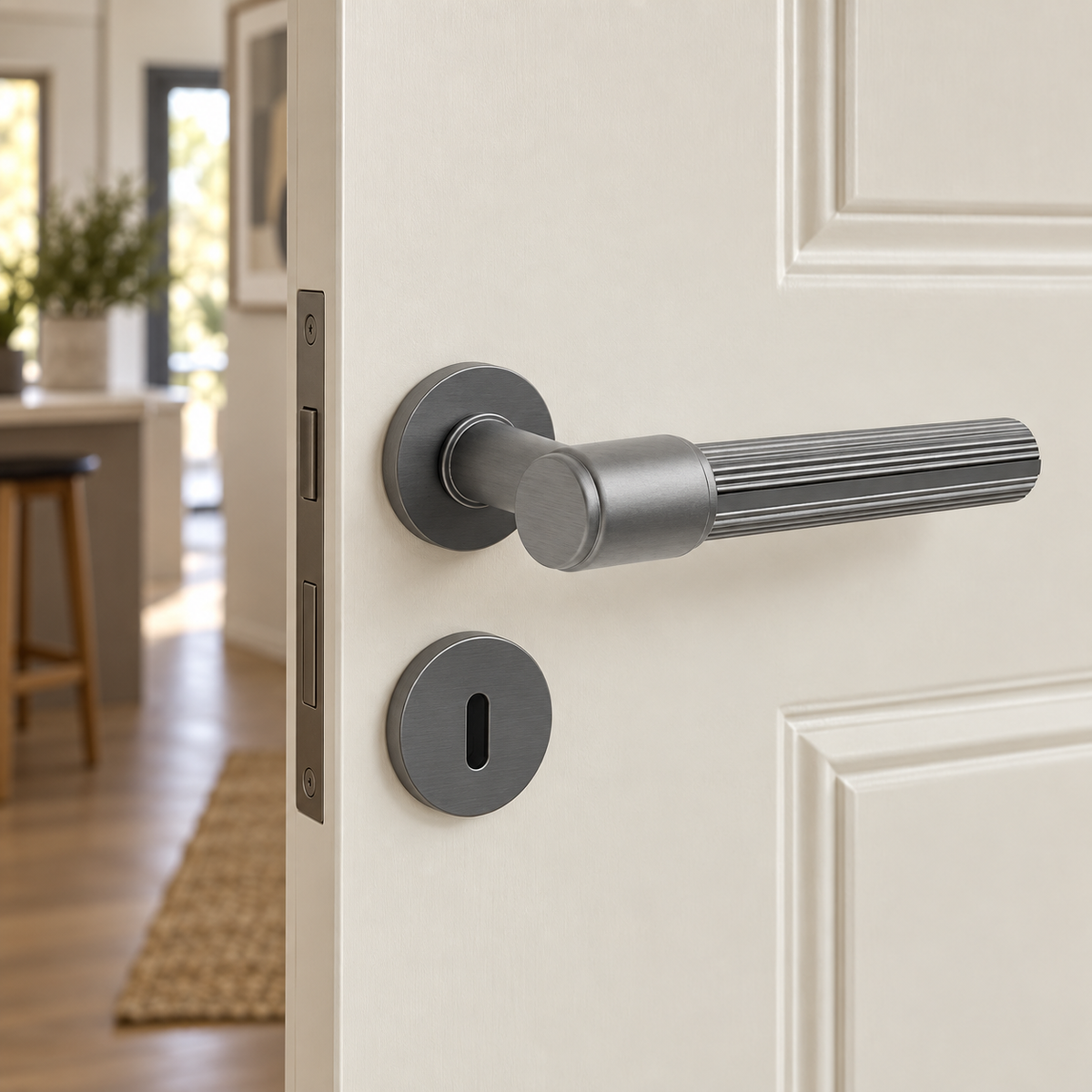 Fluted Zinc Alloy Interior Privacy Lever Handle 155mm - view 2