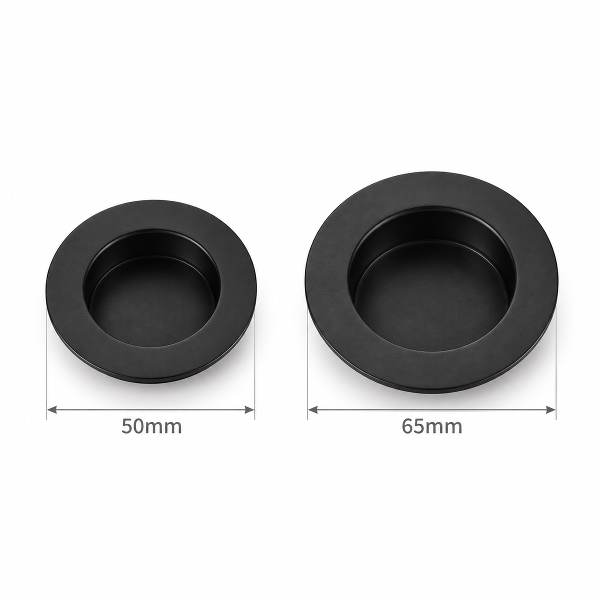 304 Stainless Steel Round Finger Pull 50mm 65mm - Matt Black