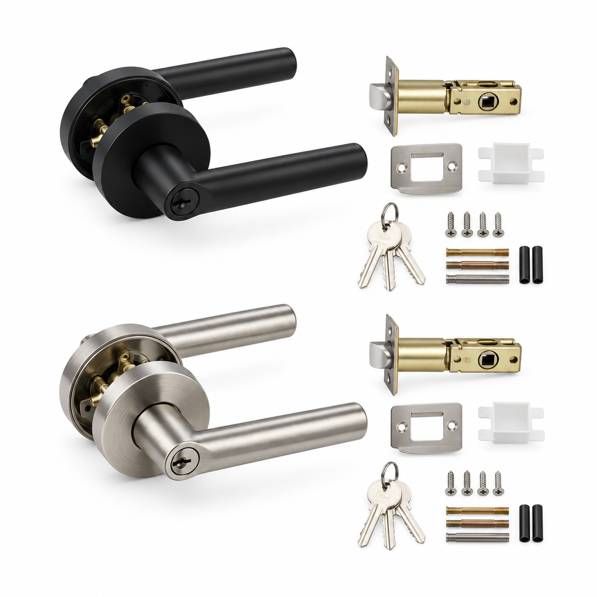 Black and Silver Interior Zinc Alloy Spherical Door Lock with Flat Handle