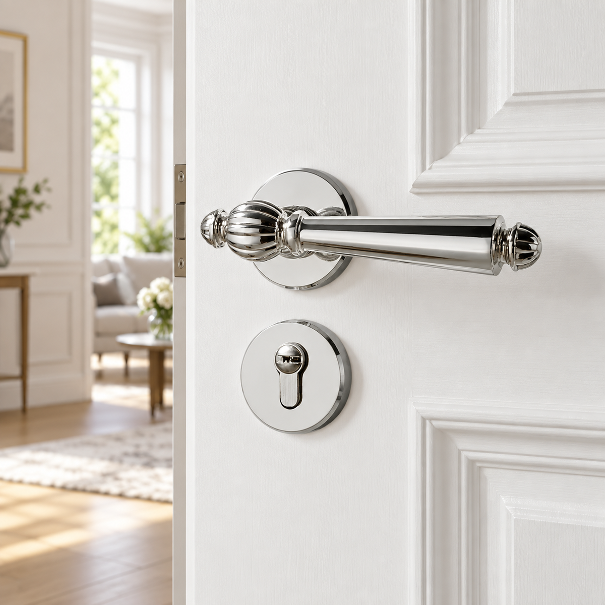 Silver Zinc Alloy Interior Lever Handle Lock Set 145mm - view 2