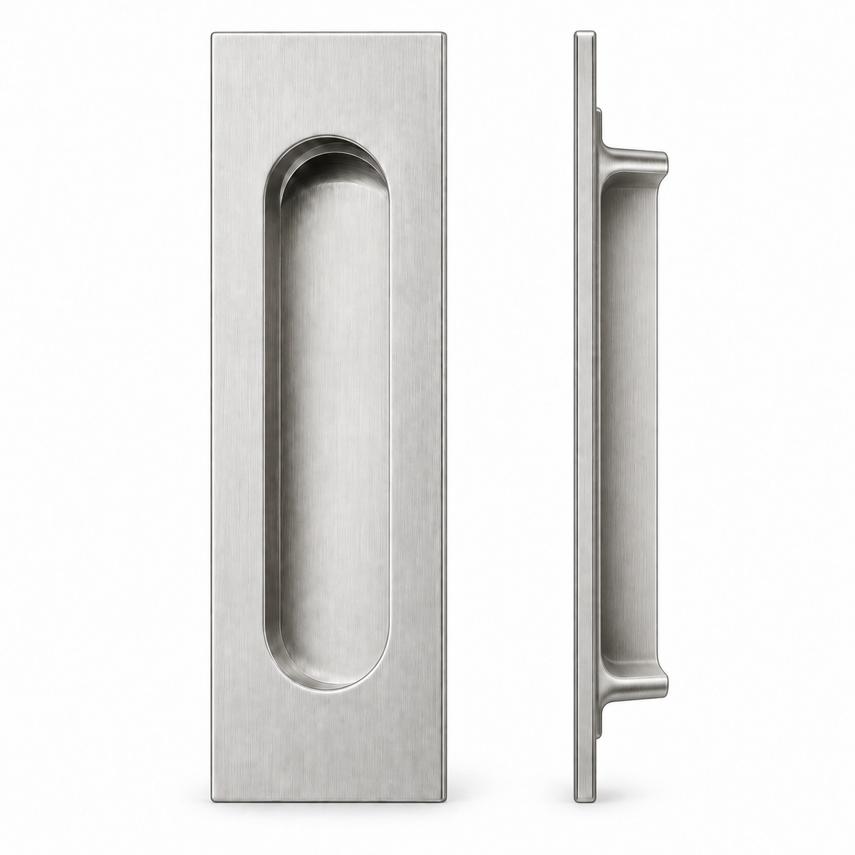 2 Shapes Silver Stainless Steel Flush Pull for Cabinet Door 120mm x 40mm