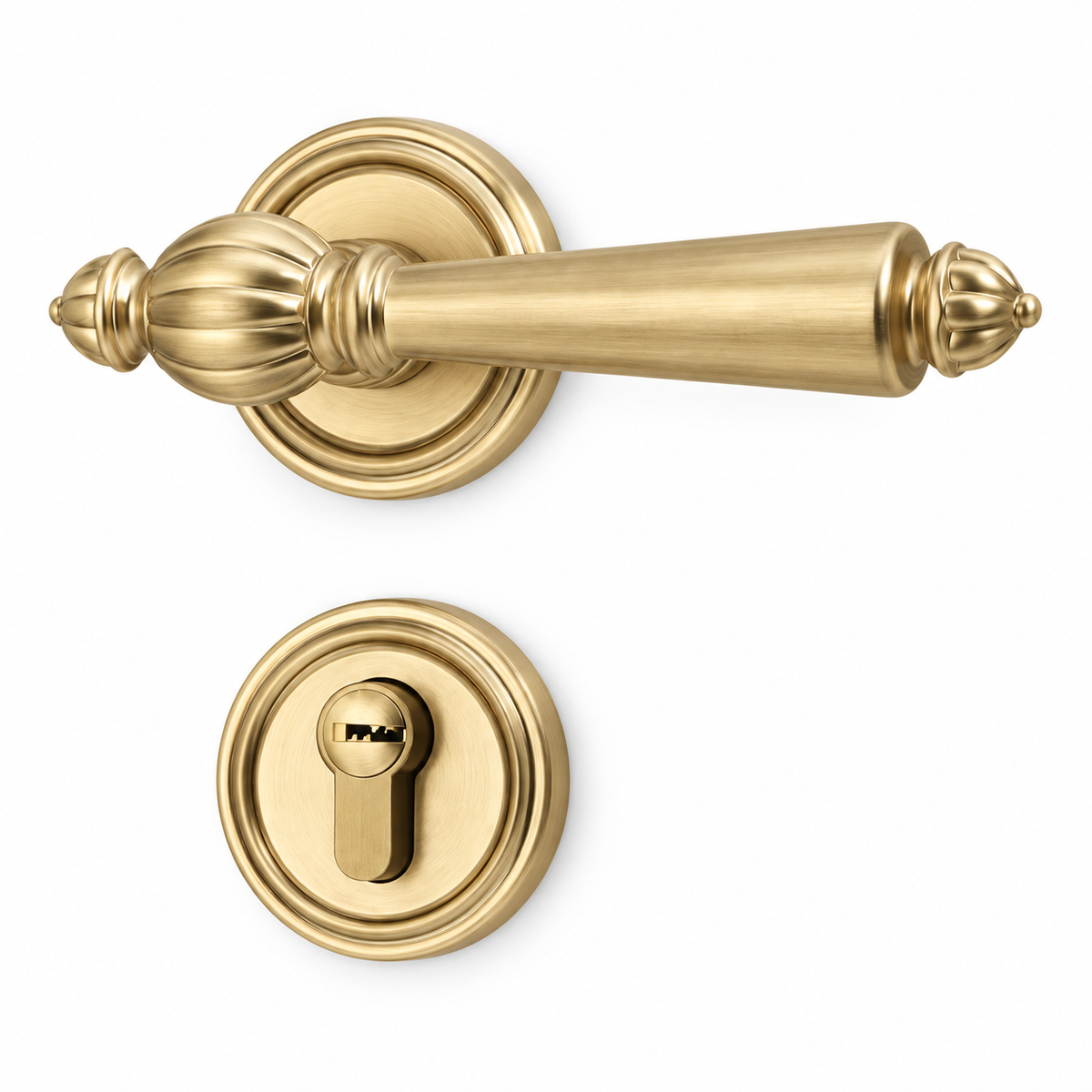 Zinc Alloy Interior Lever Handle Lock Set 145mm - Matt Brushed Copper