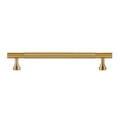 Gold Solid Brass Cabinet Handle with Textured Grip