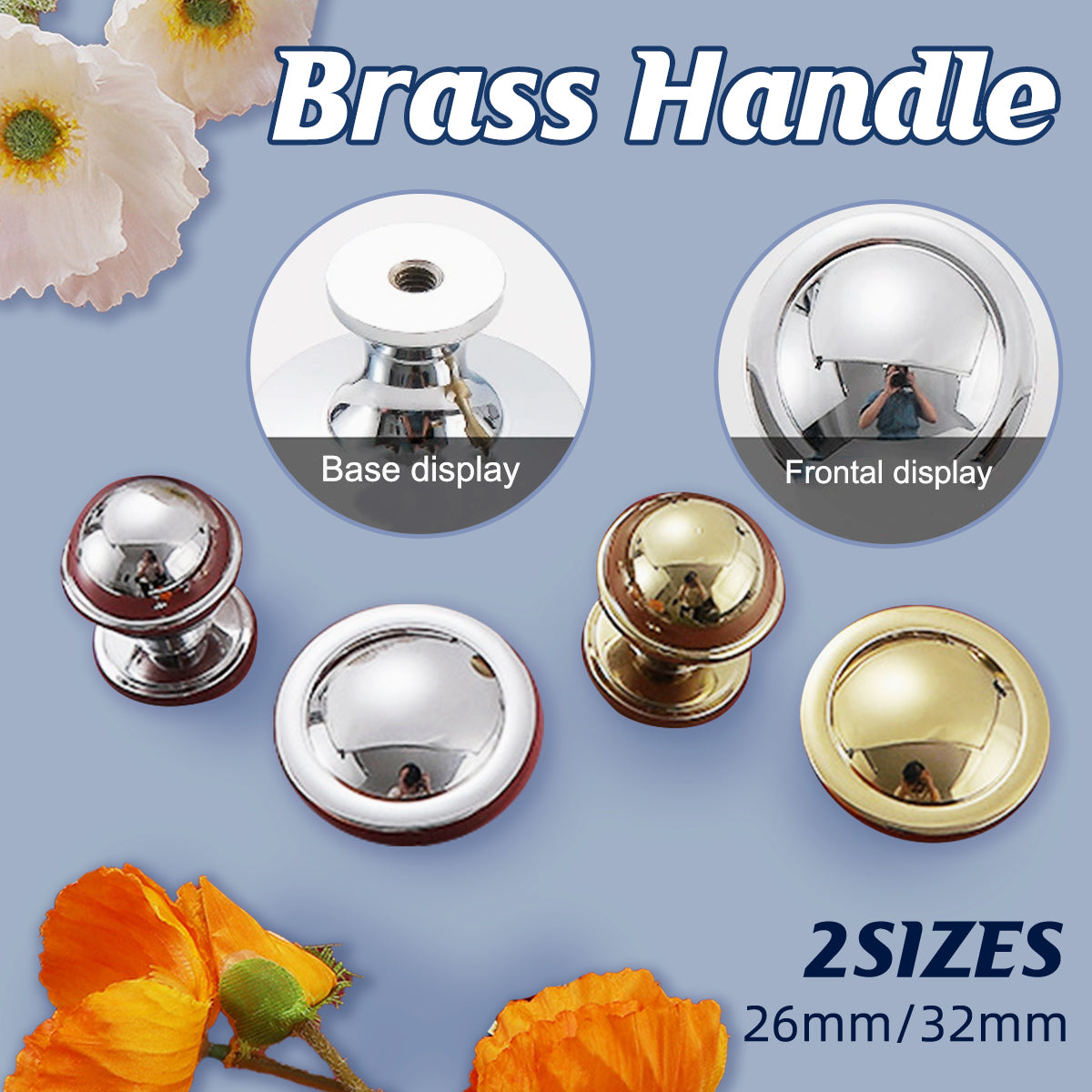 Solid Brass Cabinet Handle with Gold or Silver Finish