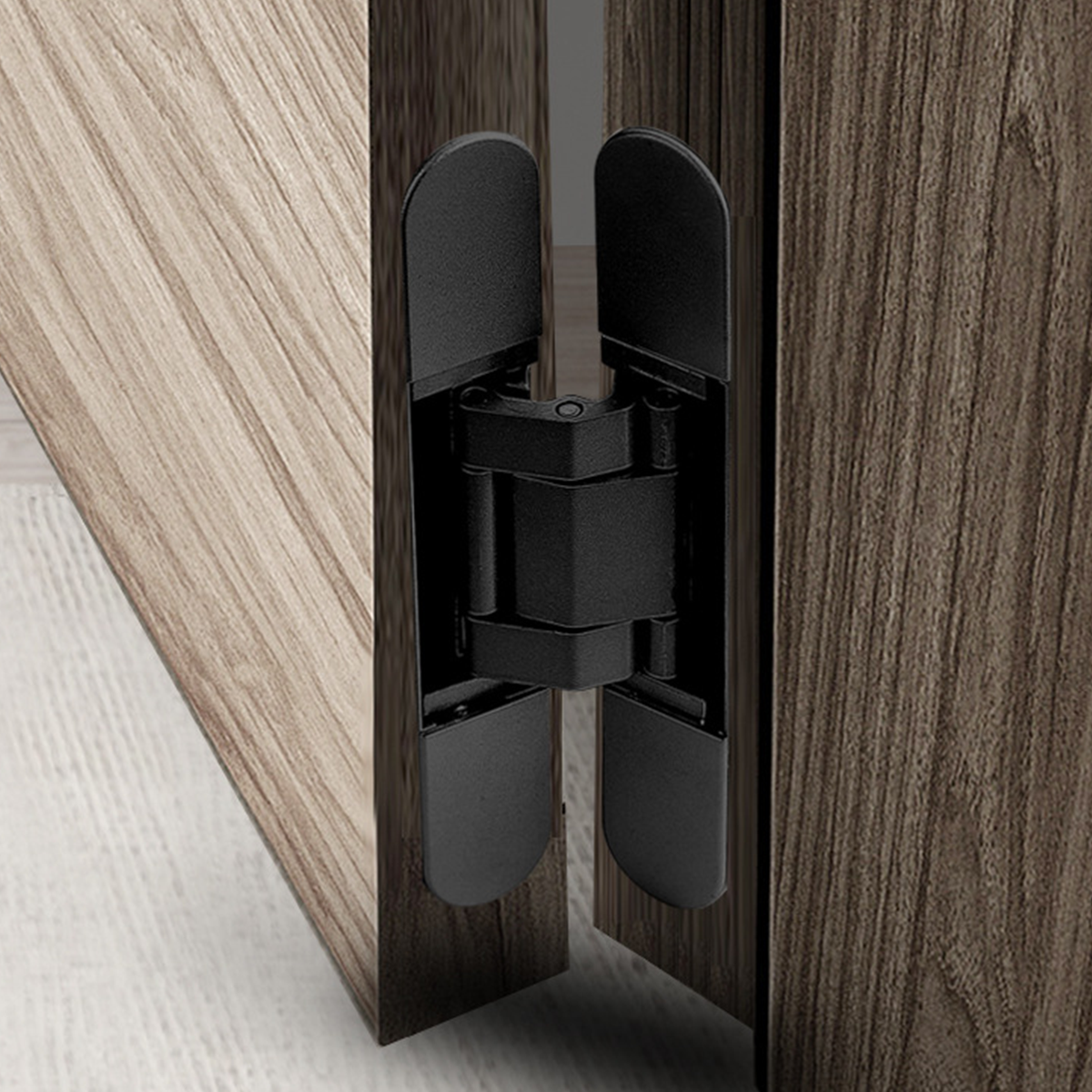 Black Zinc Alloy Concealed Hinges 140mm x 30mm Noise-Reducing Hinges
