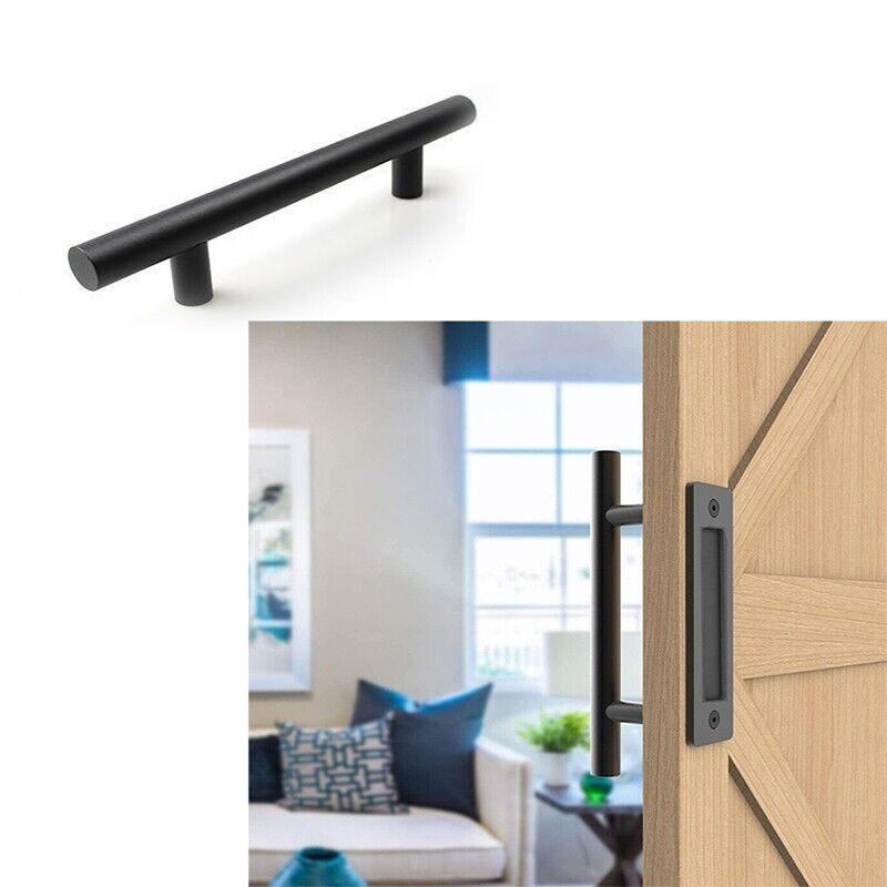 Black Matte Black Stainless Steel Barn Door Pull 12 Inch