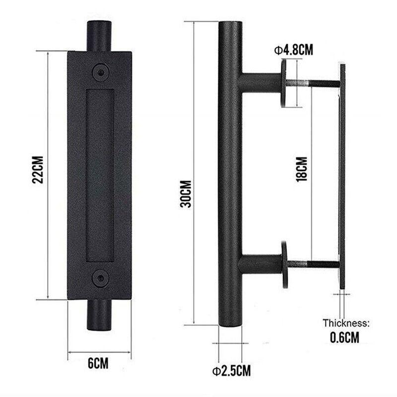 Black Matte Black Stainless Steel Barn Door Pull 12 Inch