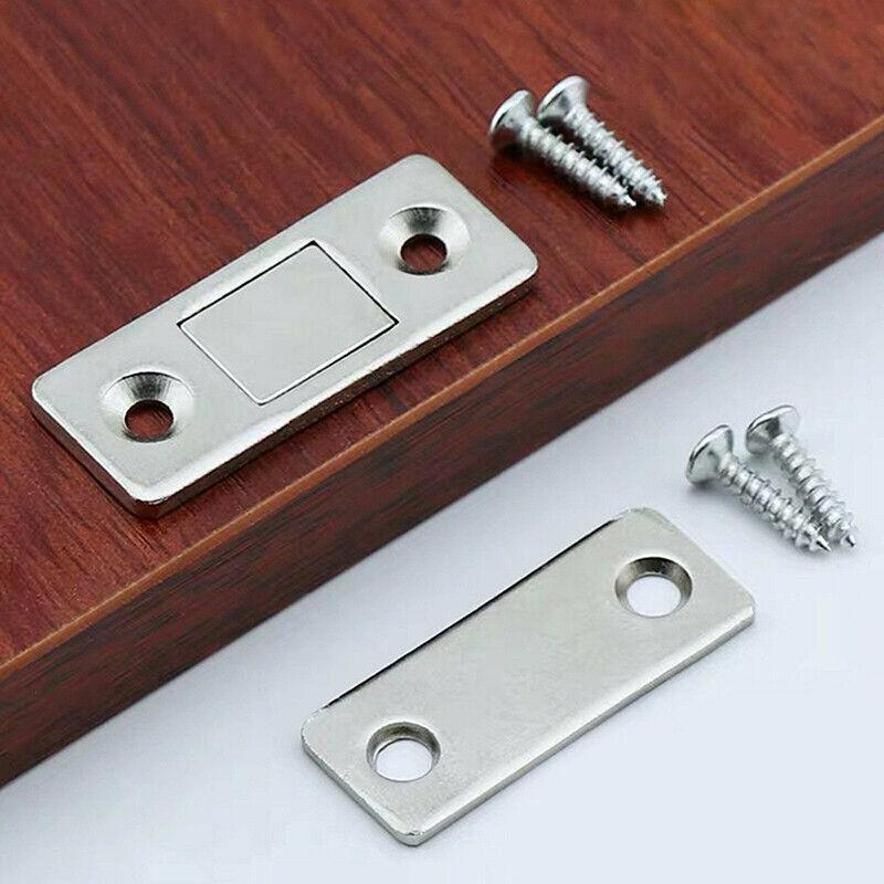 Silver Finish Metal Magnetic Door Catch Ultra-Thin Cabinet Latch