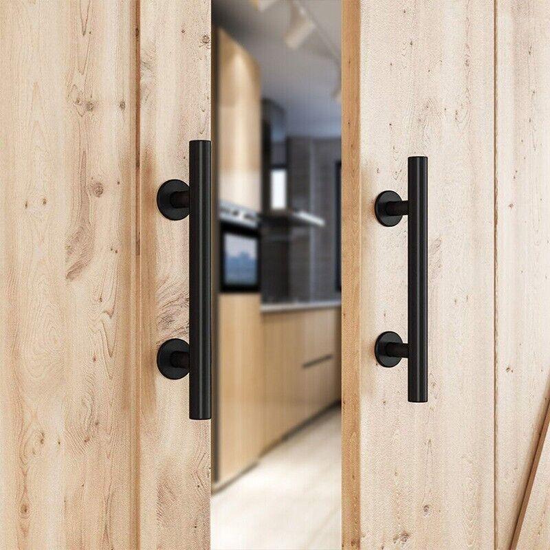 Black Matte Black Stainless Steel Barn Door Pull 12 Inch