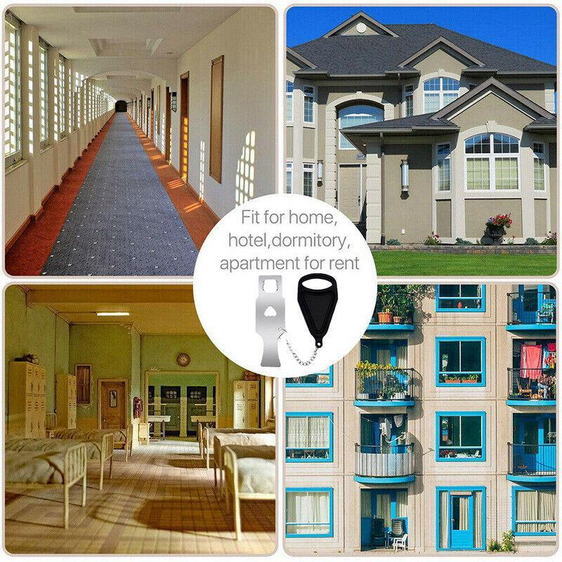 Black or Red Stainless Steel Portable Door Lock for Travel