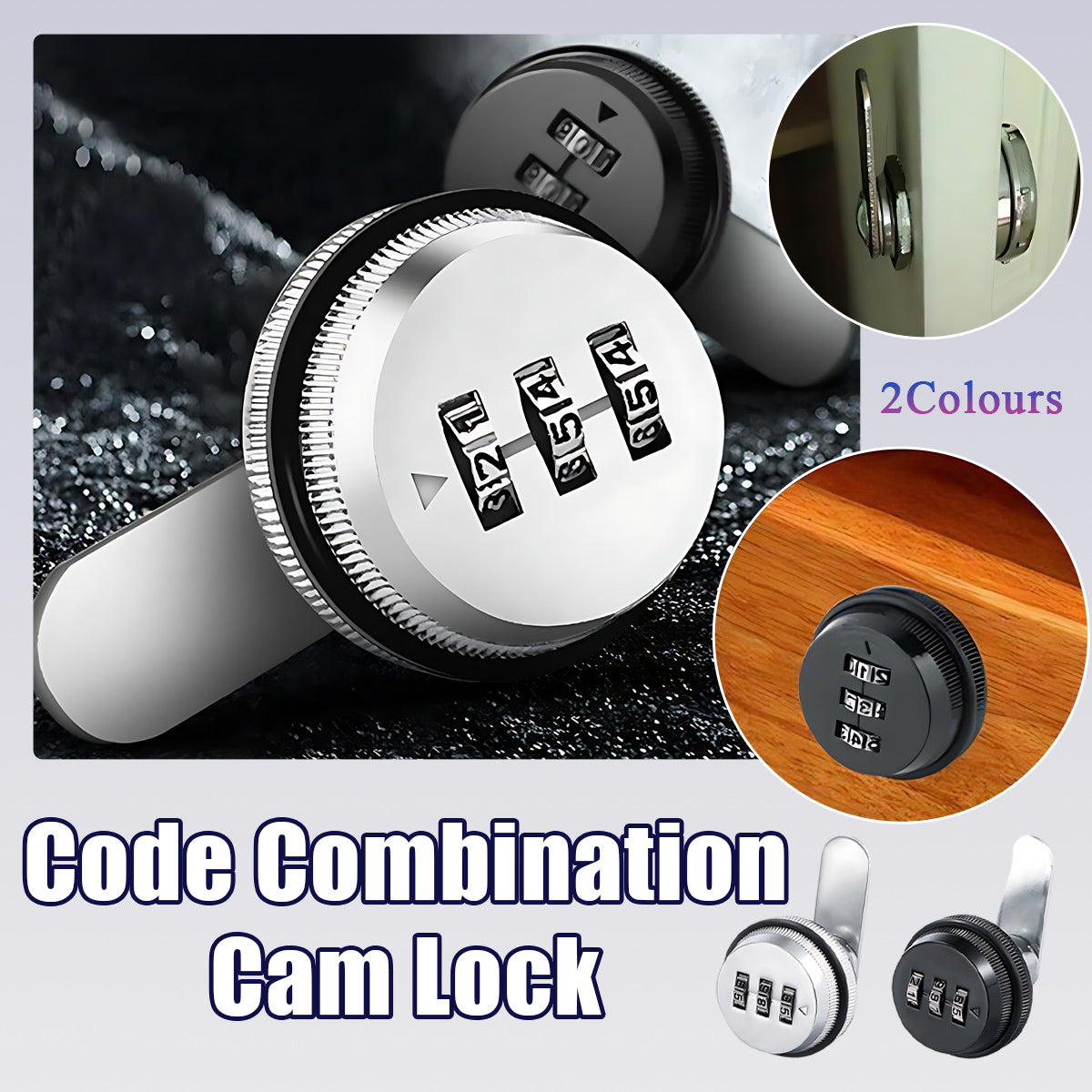 Silver 3-Digit Combination Cam Lock for Cabinets and Mailboxes