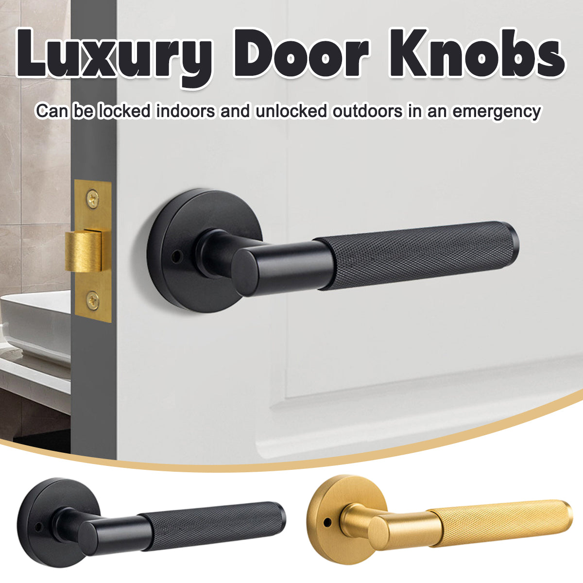 Door Lock Set with Knurled Handle and Privacy