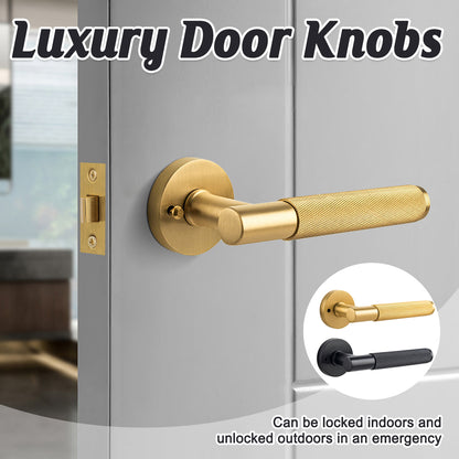 Door Lock Set with Knurled Handle and Privacy