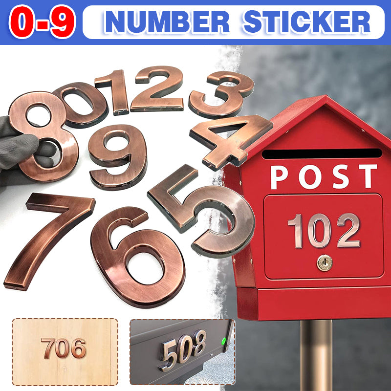 Bronze Plated ABS Door Address Hotel Number Sticker 0–9