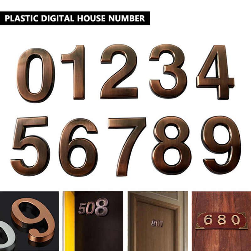 Bronze Plated ABS Door Address Hotel Number Sticker 0–9