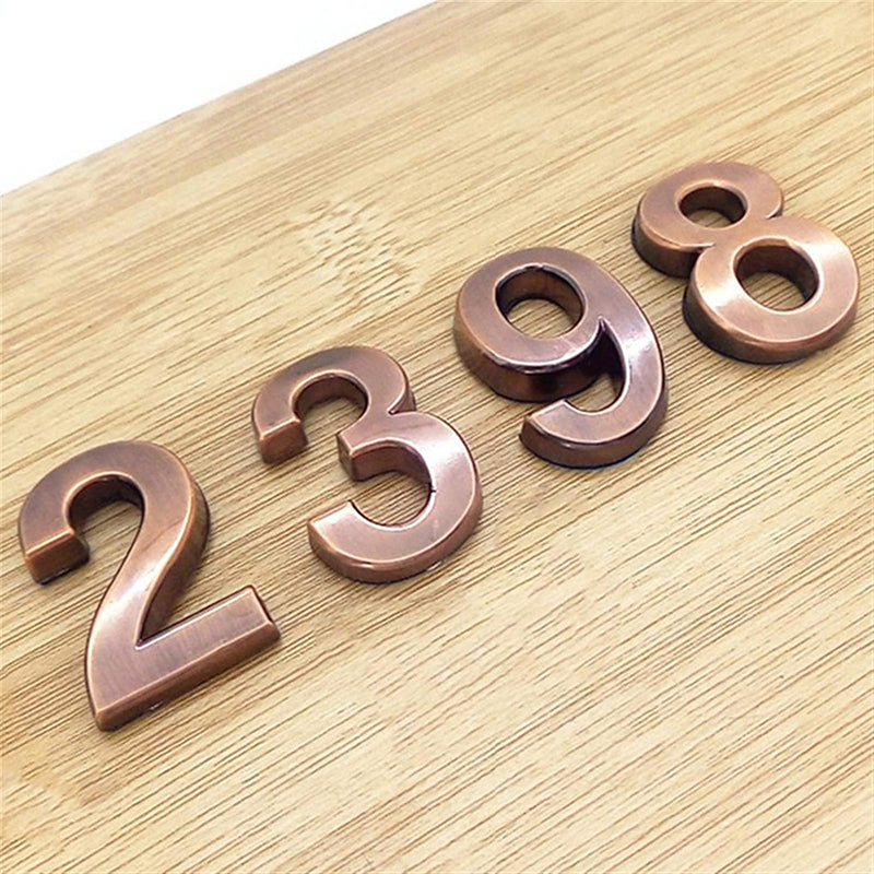 Bronze Plated ABS Door Address Hotel Number Sticker 0–9