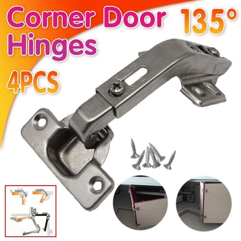 Silver Electroplated Steel Cabinet Corner Door Hinge 135 Degree