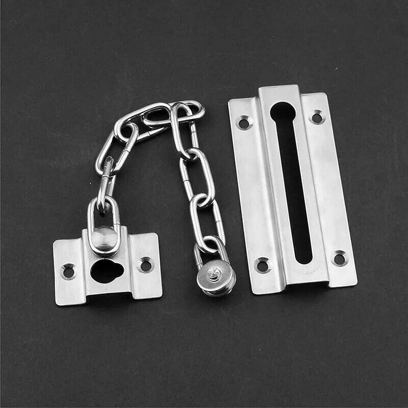 Stainless Finish Steel Door Chain Security Lock Guard Latch