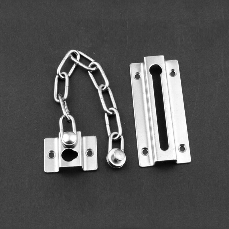 Stainless Finish Steel Door Chain Security Lock Guard Latch