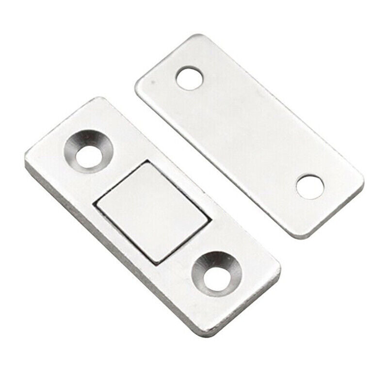 Silver Finish Metal Magnetic Door Catch Ultra-Thin Cabinet Latch
