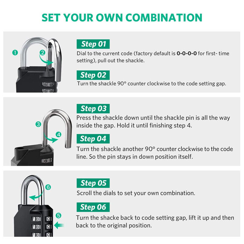 Silver Waterproof Zinc Alloy 4-Digit Combination Padlock