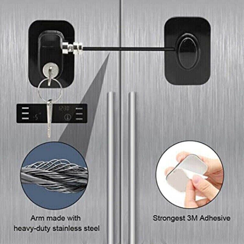 ABS Stainless Steel Adhesive Refrigerator Lock with Keys