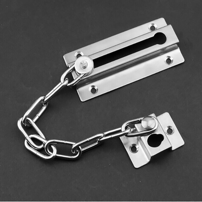 Stainless Finish Steel Door Chain Security Lock Guard Latch