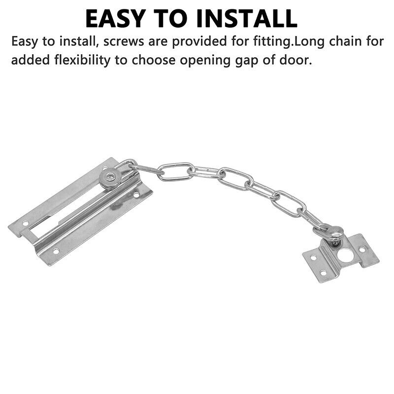 Stainless Finish Steel Door Chain Security Lock Guard Latch