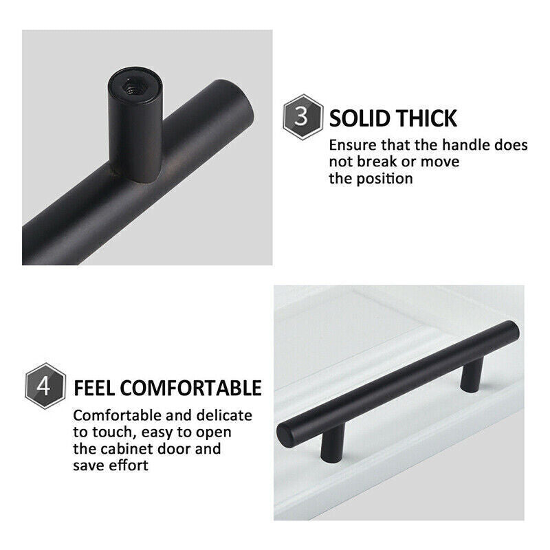 Matte Black Stainless Steel Cupboard & Cabinet Pull Handle 50-500mm